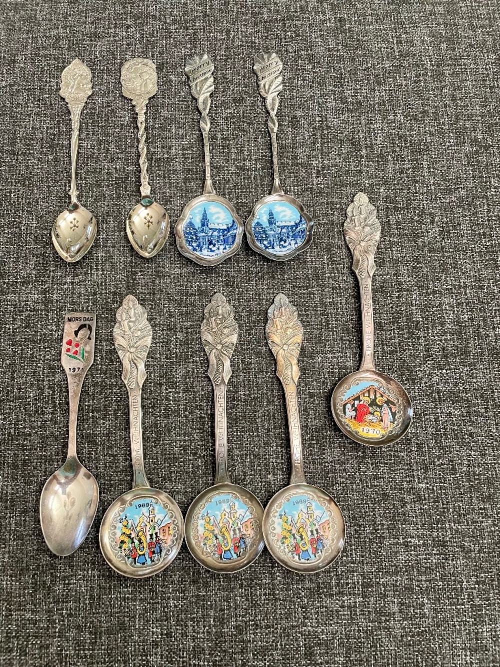 Lot of 9 Souvenir Spoons from Holland, Germany and Denmark